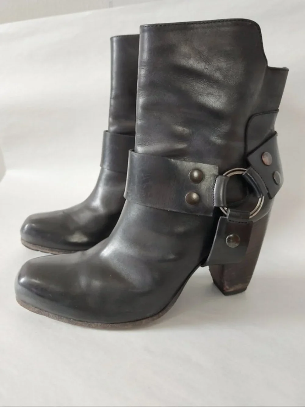 Elisanero Women Ring Harness Steampunk Studs Boots 36 EU Western Moto Block Heel